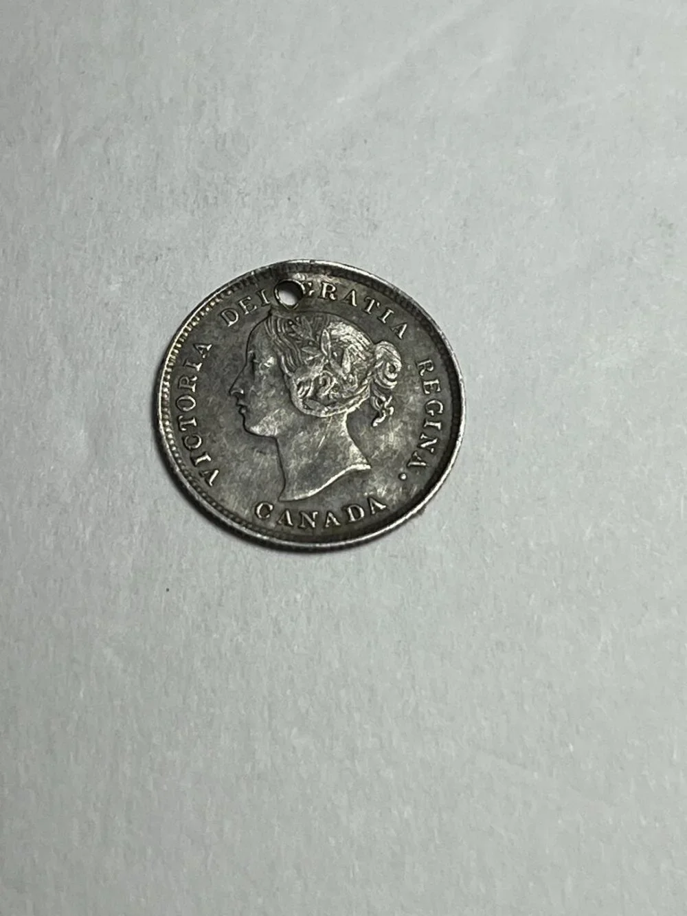Antique Sterling Silver 1870-1901 Canada Half Dime Love Token With Monogram L
